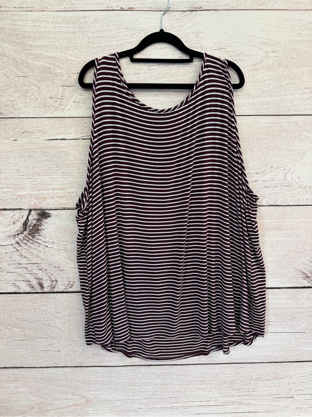 Maurices Striped Tank Top - Maroon & White